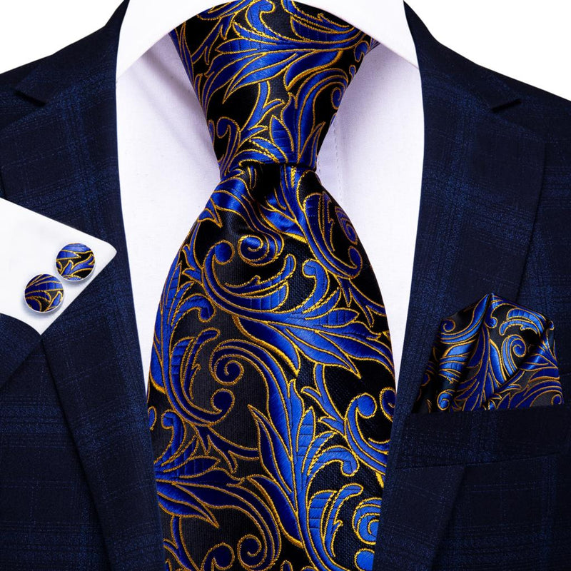 Peacock Blue Novelty Design Silk Tie