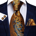 Peacock Blue Novelty Design Silk Tie