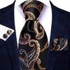 Floral Black Gold Ties Paisley NeckTie