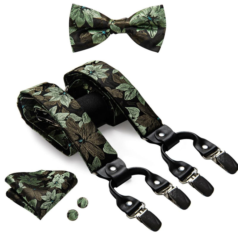 6 Clips Braces Bow Tie Hanky Cufflinks