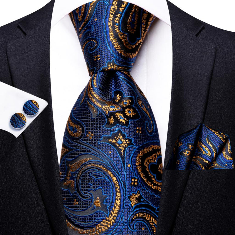 Peacock Blue Novelty Design Silk Tie