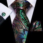 Peacock Blue Novelty Design Silk Tie