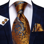 Floral Black Gold Ties Paisley NeckTie