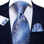 Peacock Blue Novelty Design Silk Tie