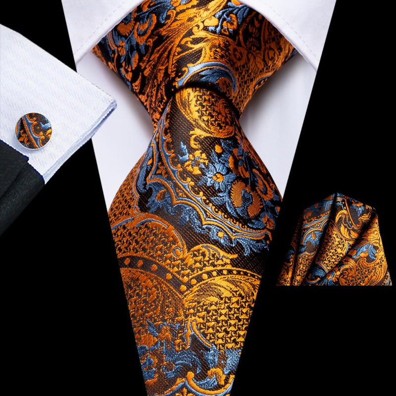 Floral Black Gold Ties Paisley NeckTie