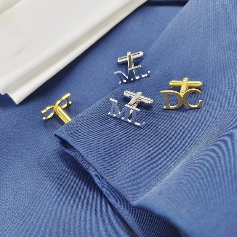 Custom One Pair Two Letters Cufflinks