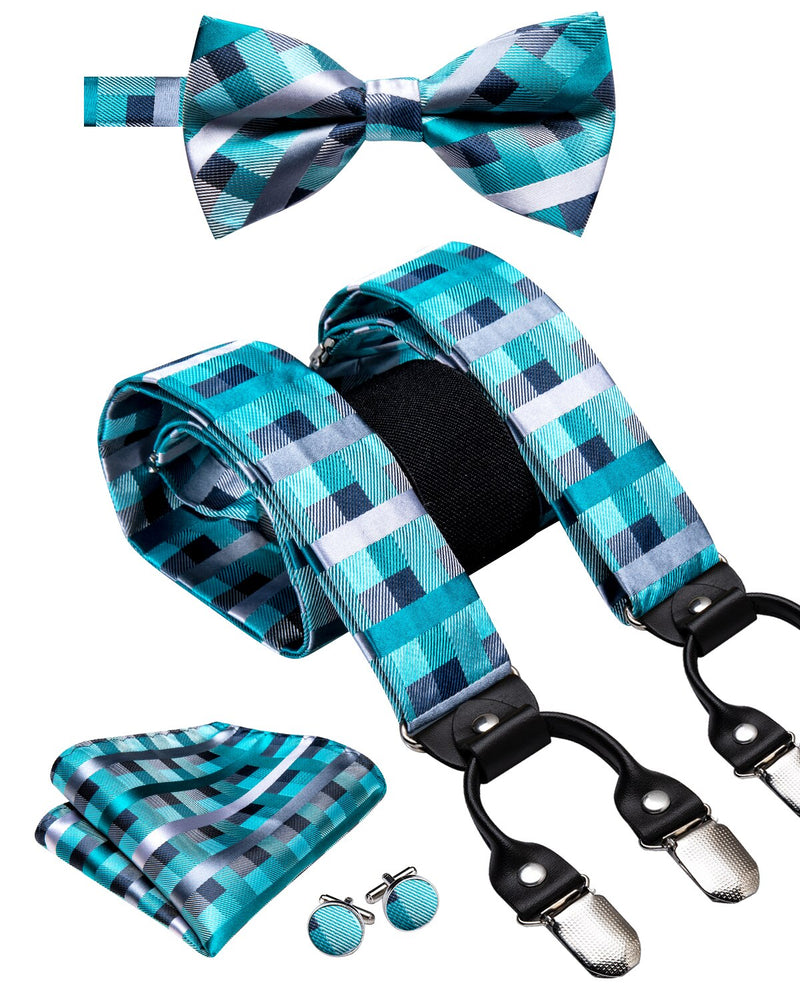 6 Clips Braces Bow Tie Hanky Cufflinks