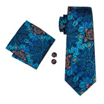 Peacock Blue Novelty Design Silk Tie