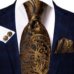 Floral Black Gold Ties Paisley NeckTie