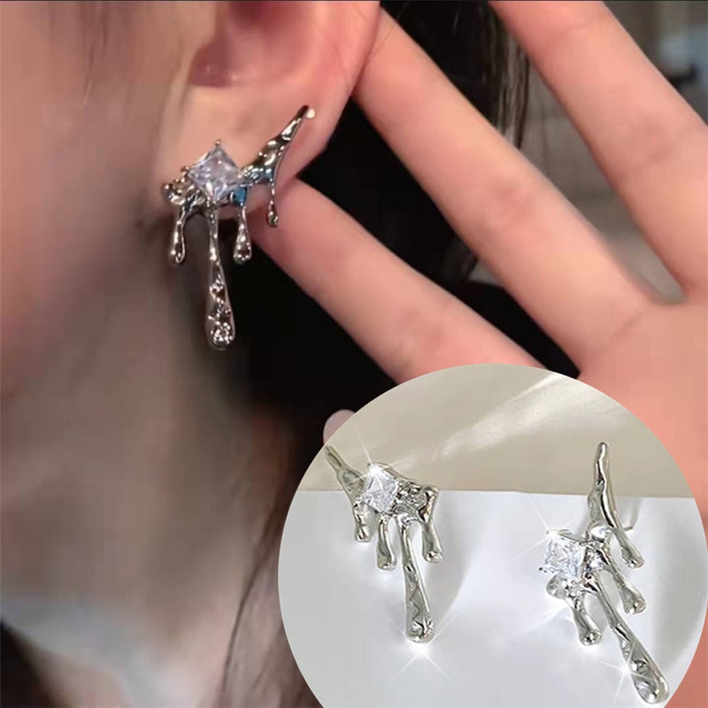 Unique Design Melting Water Drop Earrings