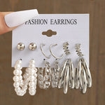 17KM Pearl Silver Color Hoop Earrings Acrylic Dangle Earrings for Women