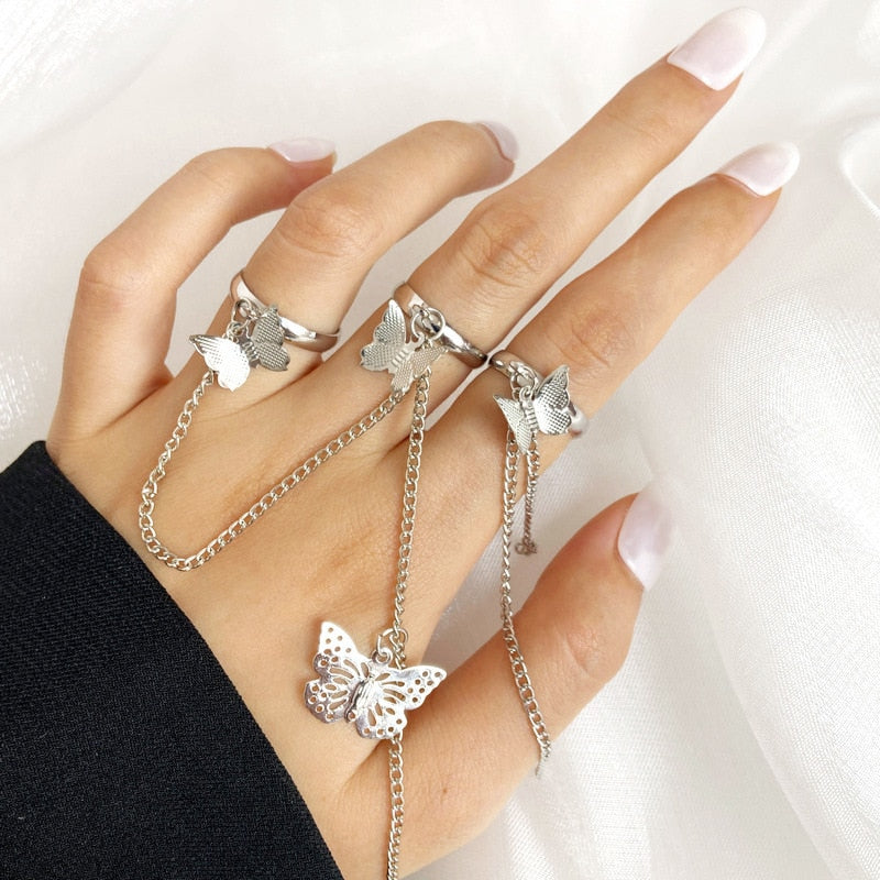 Trendy Butterfly Metal Punk Rings