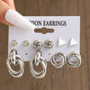 17KM Pearl Silver Color Hoop Earrings Acrylic Dangle Earrings for Women