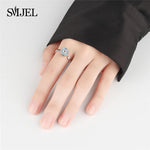 SMJEL Fidget Spinner Ring Anxiety for Women Multiple Crystal Flower