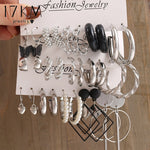 17KM Pearl Silver Color Hoop Earrings Acrylic Dangle Earrings for Women