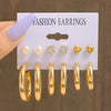 17KM Pearl Dangle Earrings Set Gold Color Hoop Earrings for Women