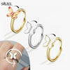 SMJEL Fidget Spinner Ring Anxiety for Women Multiple Crystal Flower