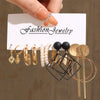 17KM Pearl Dangle Earrings Set Gold Color Hoop Earrings for Women